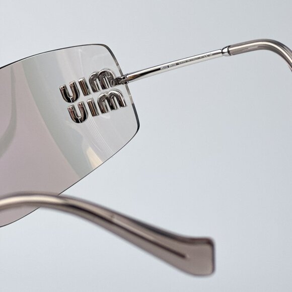 Miu Miu MU54YS 1BC10F BRAND NEW Sunglasses Silver Gold Mirror Wraparound… main image 3